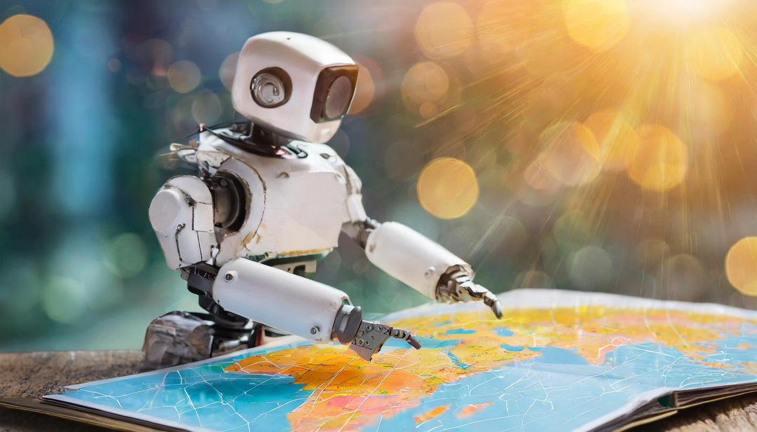 Robot pointing to a map